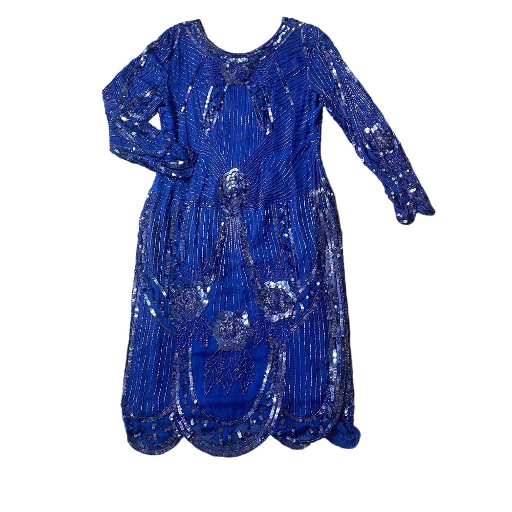 Vintage Blue Sequin Dress 80s Costume Disco Last Dragon Laura Charles